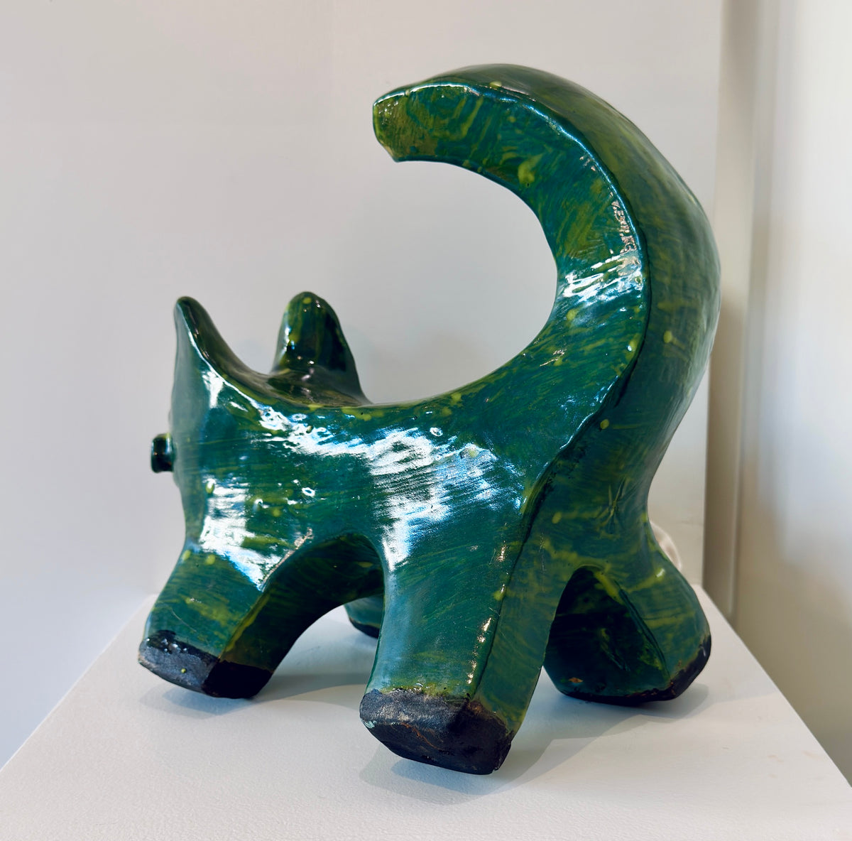 Green Medium Dog - Ceramic Sculpture by Joël Prévost