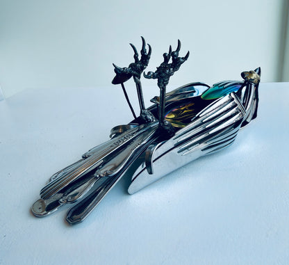 Rainbow Belly Dead Bird - Metal Sculpture by Dustin Rickman