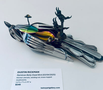 Rainbow Belly Dead Bird - Metal Sculpture by Dustin Rickman