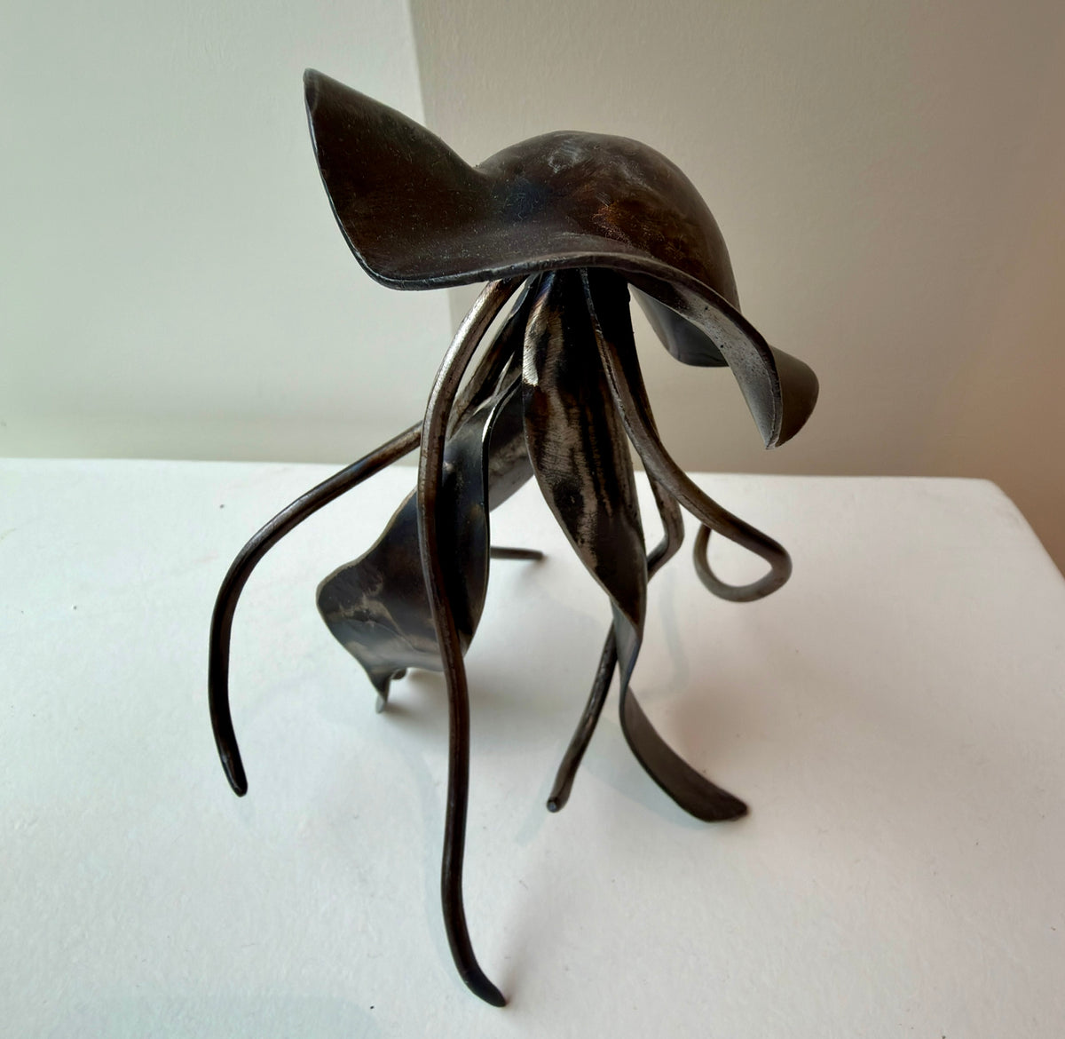 Carbon-Steel Jellyfish with Hat Sculpture by Angellos Glaros