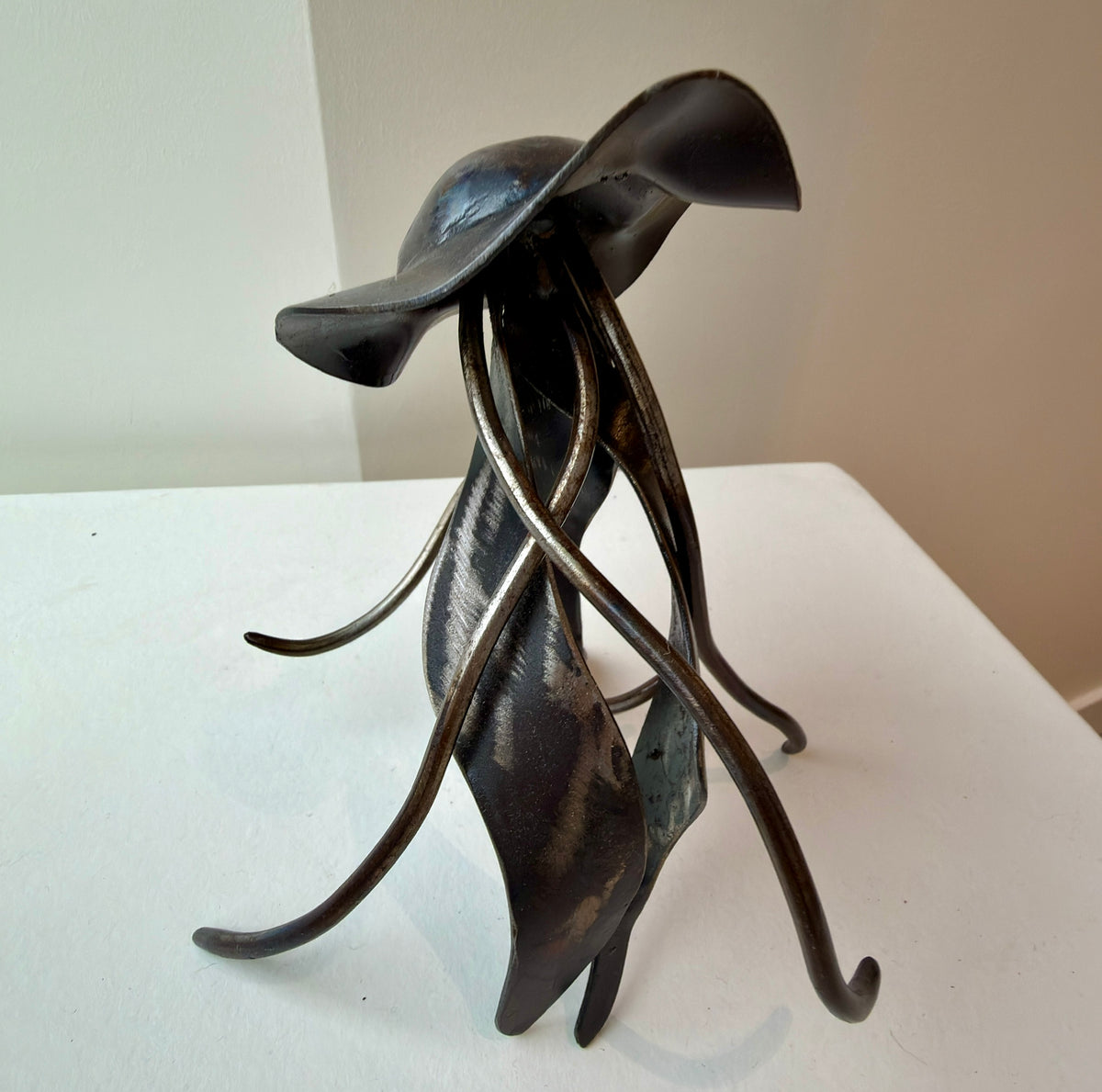 Carbon-Steel Jellyfish with Hat Sculpture by Angellos Glaros
