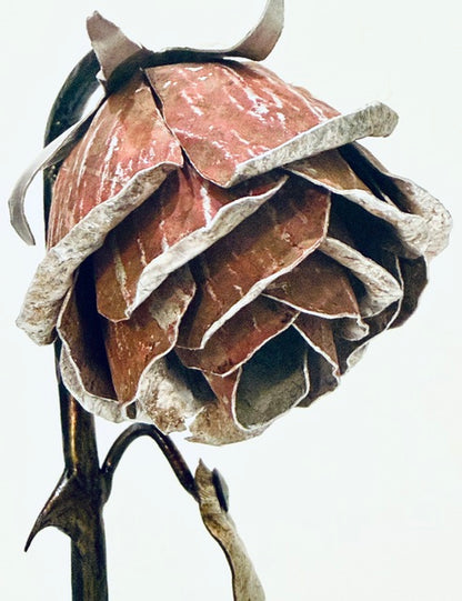 Desolate Red Rose Metal Sculpture by Dustin Rickman