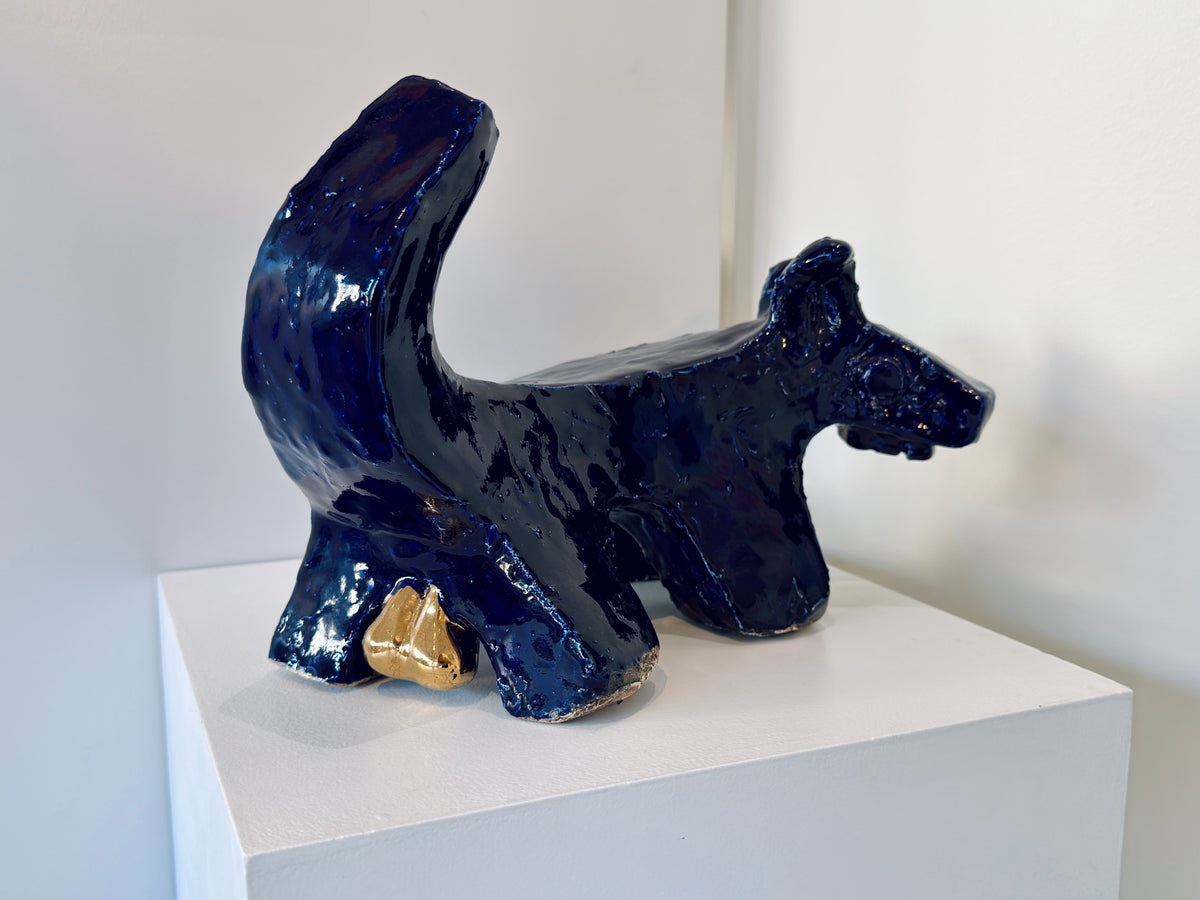A Pound of Gold IV - Ceramic Dog Sculpture by Joël Prévost